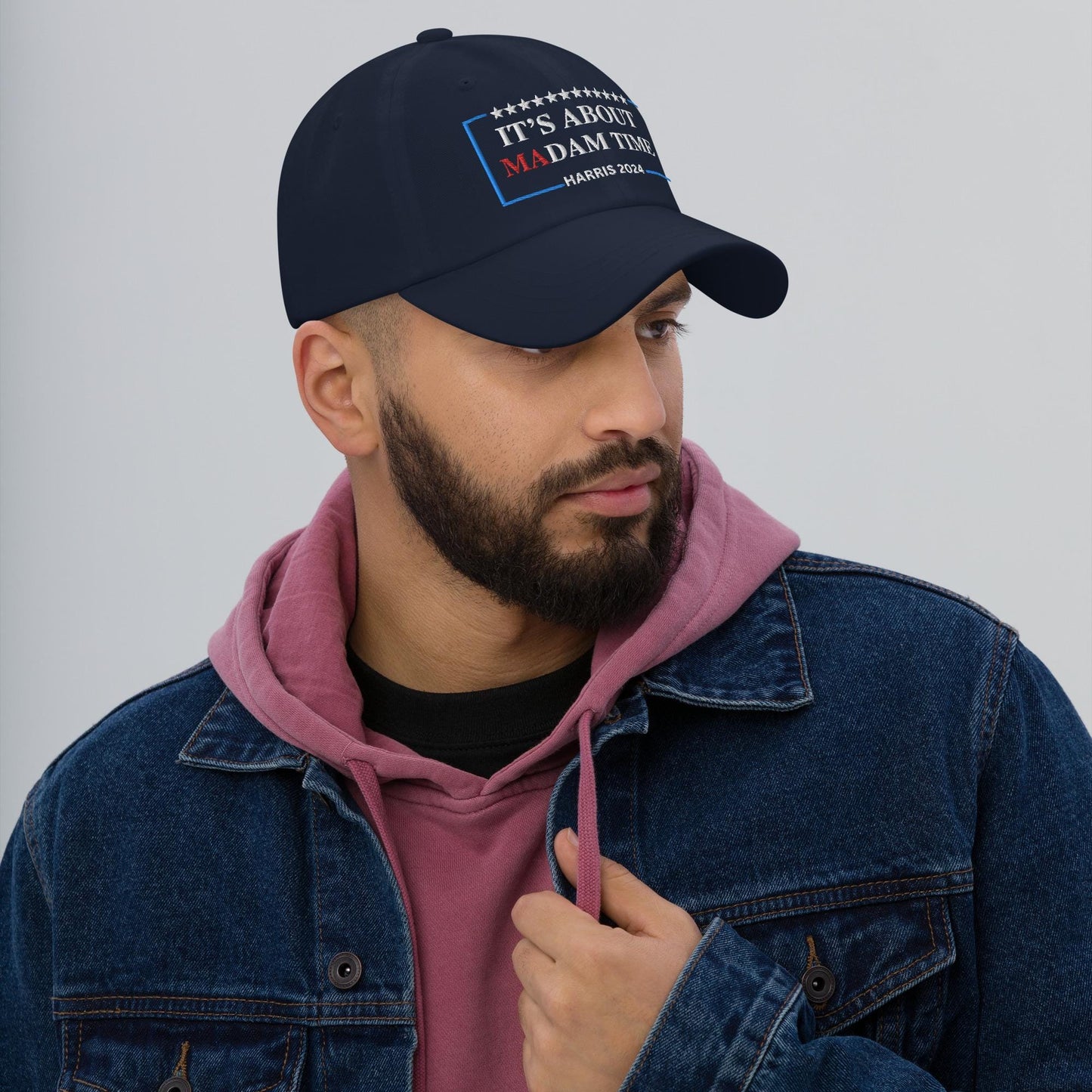 It's About Madam Time Embroidered Hat, Cotton Twill Hat for Harris, democrat gift election 2024, madam president Kamala Hat