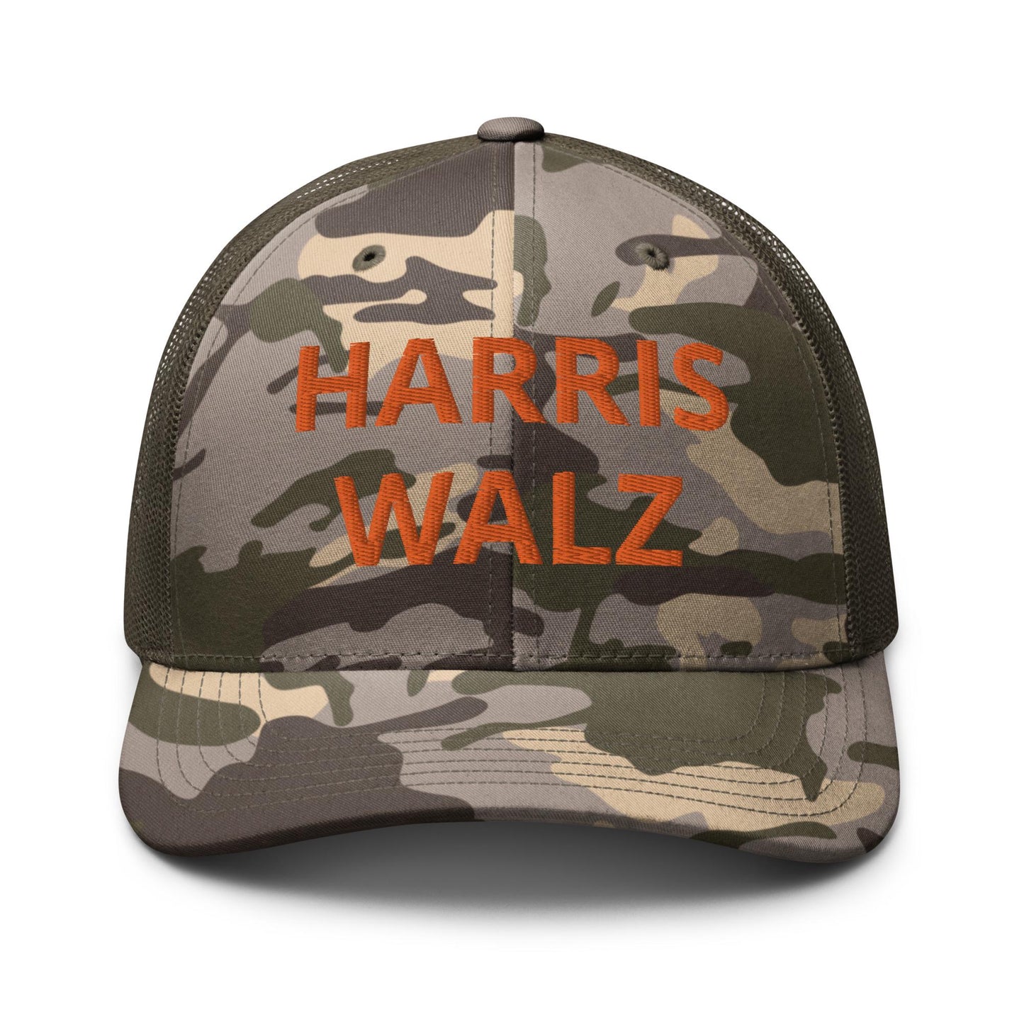 Embroidered Harris Walz Camouflage trucker hat, Madam president camo hat, kamala hat election democrat gift, for harris hat