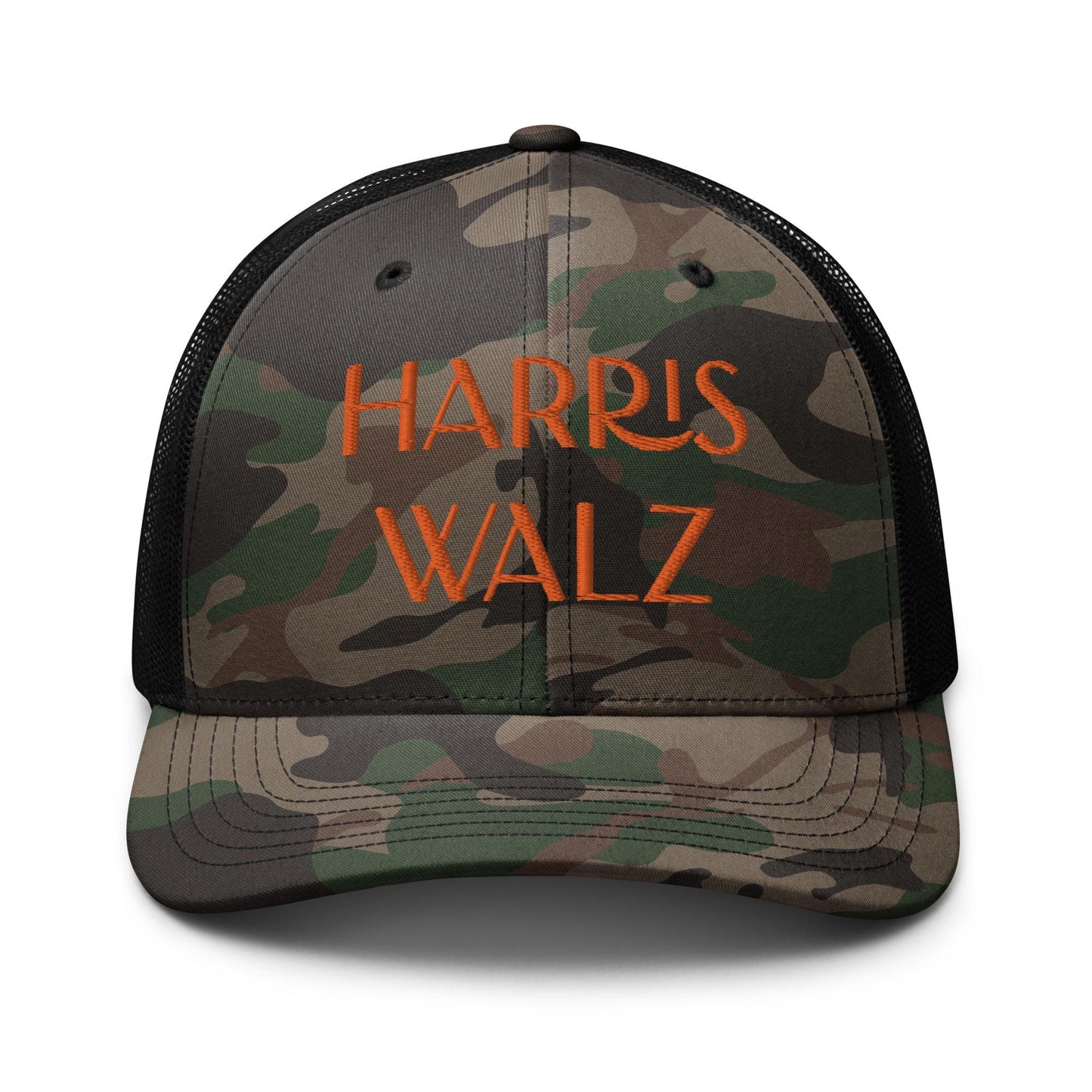 Embroidered Harriz Walz camo hat, Election 2024 democrat gift, Kamala harris madam president hat, for harris walz trucker hat