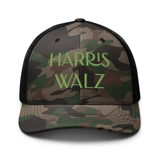 Embroidered camo trucker hat, Harris Walz hat, madam president 2024, democrat election gift, we are not going back harris hat