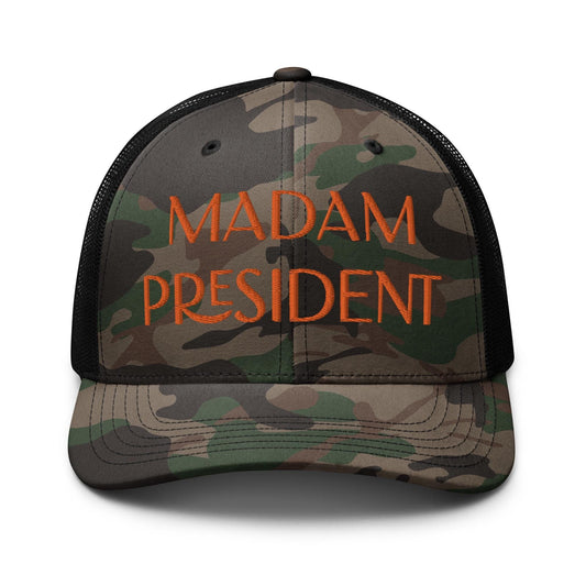 Embroidered madam president hat, Harris Walz camo hat, election 2024 democrat gift, Kamala harris hat, for harris trucker hat