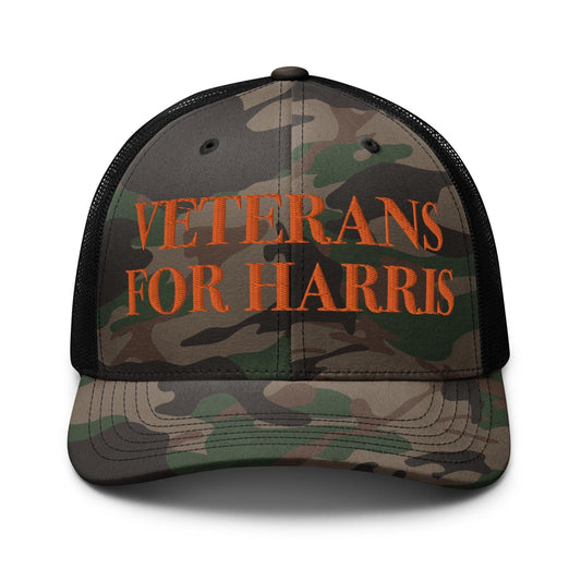 Veterans for Harris Hat, Embroidered Camo hat for Harris, Harris, 2024 Harris for President trucker hat, madam president cap