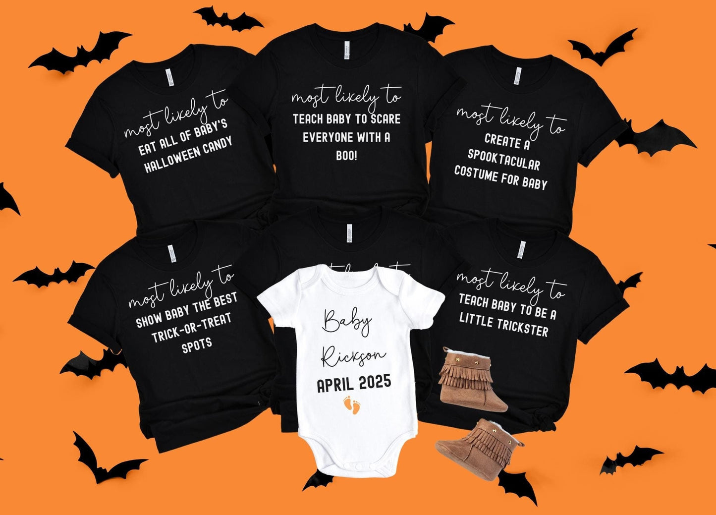 Funny personalized pregnancy announcement shirts, baby coming soon family matching shirts, most likely to shirts, surprise baby announcement