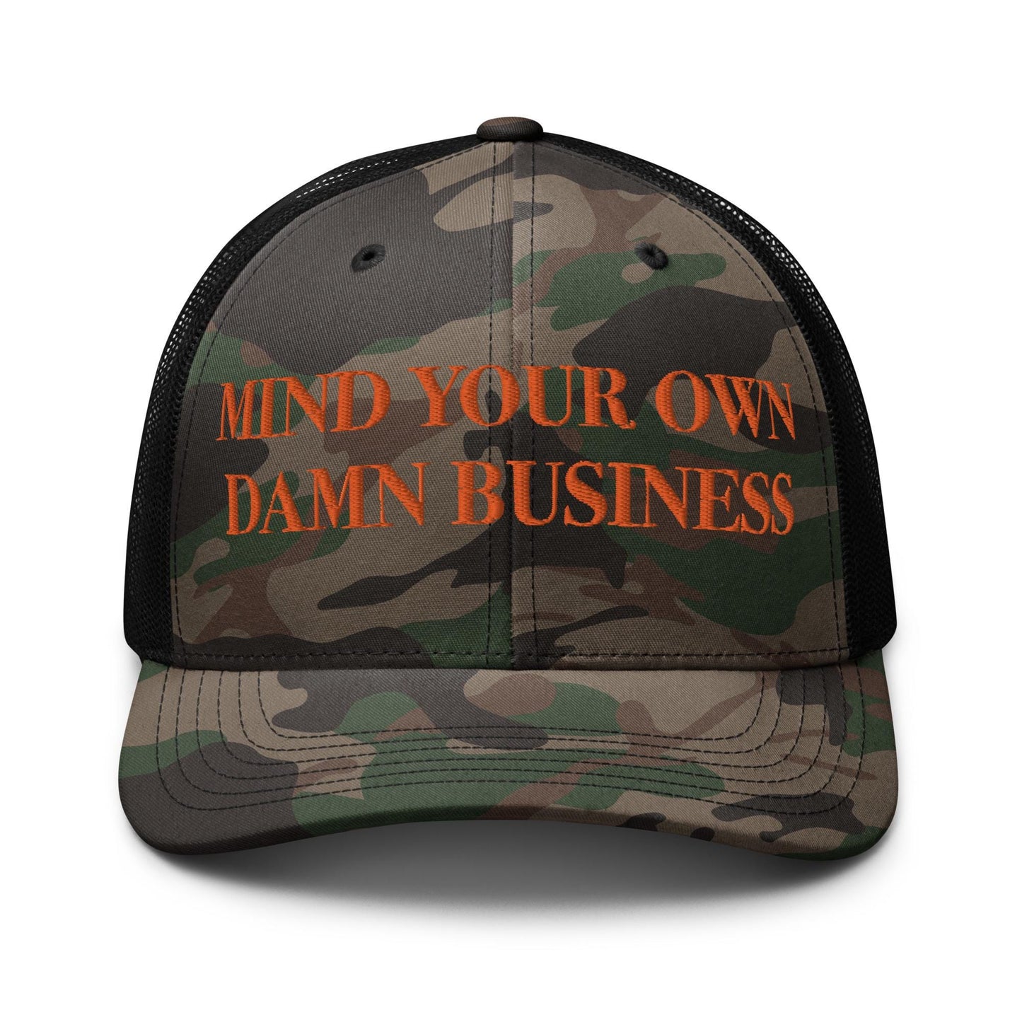 Embroidered camo hat Harriz Walz, mind your own damn business hat, Election 2024 democrat gift, for harris walz trucker hat