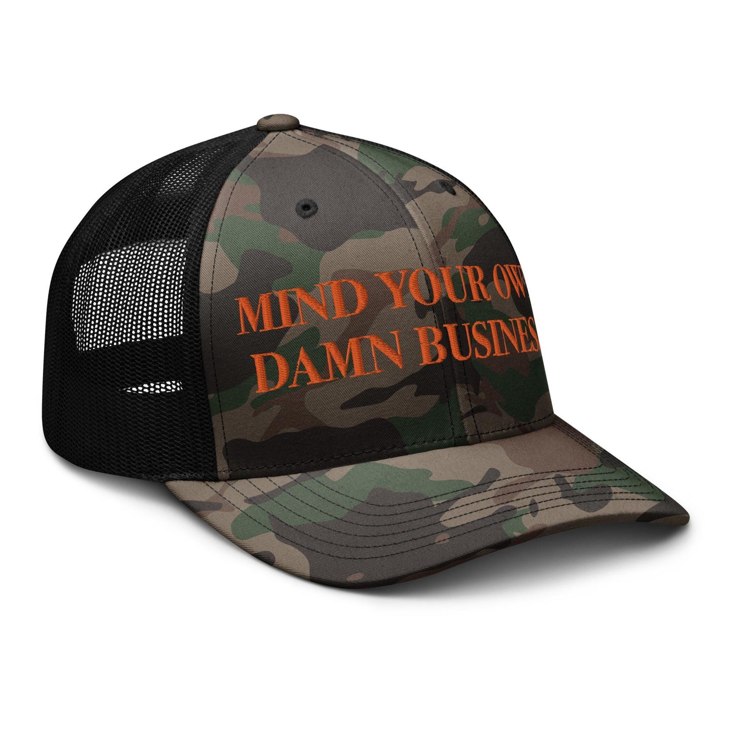 Embroidered camo hat Harriz Walz, mind your own damn business hat, Election 2024 democrat gift, for harris walz trucker hat