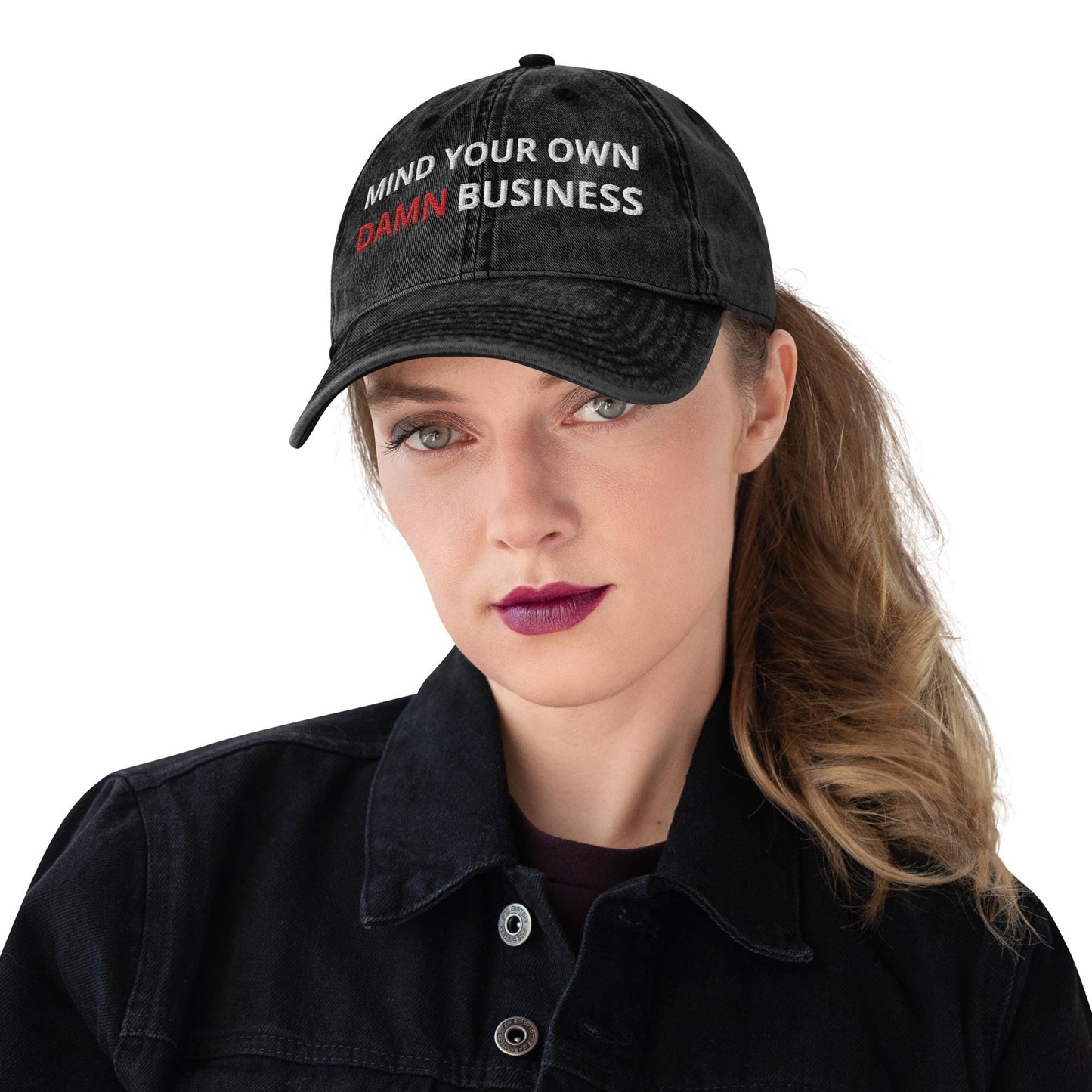 Embroidered mind your own damn business hat, Vintage aesthetic cotton twill hat, Kamala Harris 2024, Democrat gift for Harris