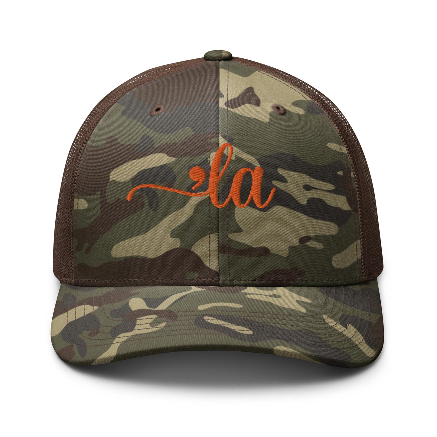 Camo trucker hat for Harris, embroidered comma la hat, madam president cap, we are not going back, Harris Walz democrat gift