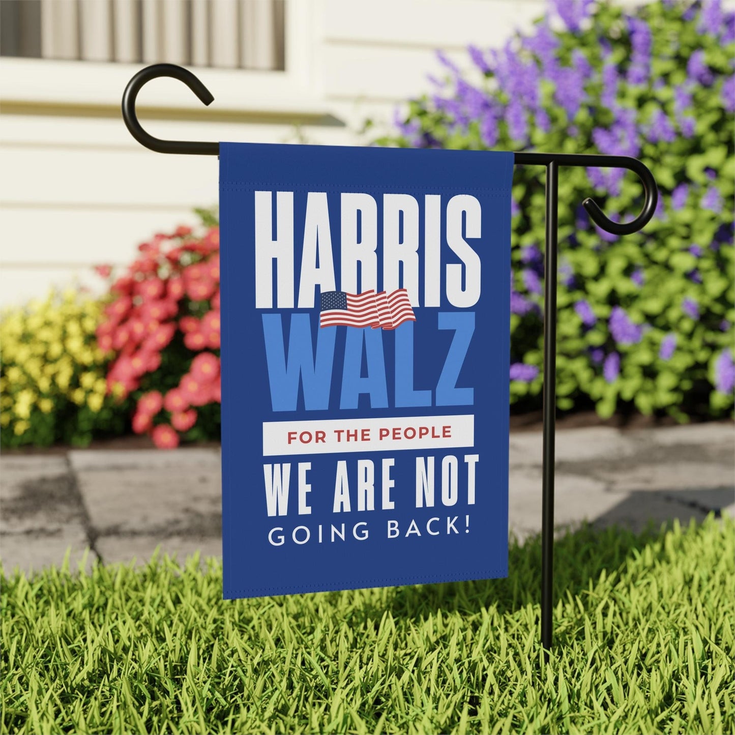 Harris Walz flag banner, we are not going back garden and house flag, election 2024 Kamala Harris flag, madam president democrat yard flag