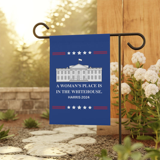 Elections flag banner, a woman's place is in the whitehouse garden flag, vote Harris house flag, democrat gift, Kamala Harris flag banner