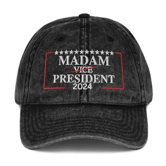 Madam President Cap, Embroidered Vintage aesthetic Cotton Twill Hat, Harris 2024 Hat, Madam President Harris, Kamala Hat