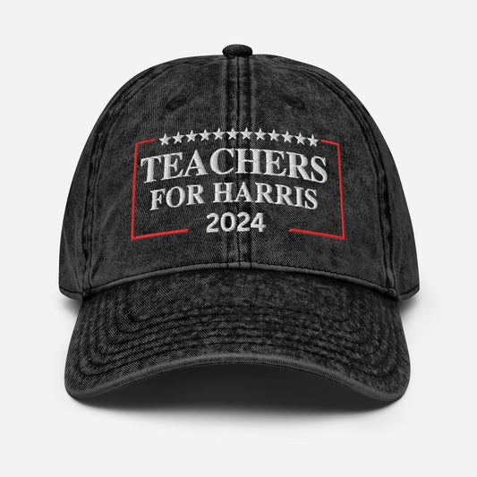 Embroidered Teachers for Harris Cap, Vintage Cotton Twill Hat for Campaign and Rally, Election Hat, Teachers for Kamala