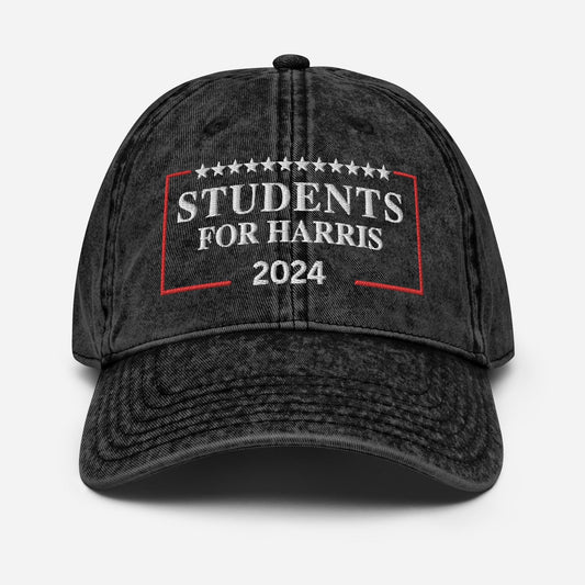 Embroidered Students for Harris Cap, Vintage Cotton Twill Hat for Campaign and Rally, Election Hat, Students for Kamala