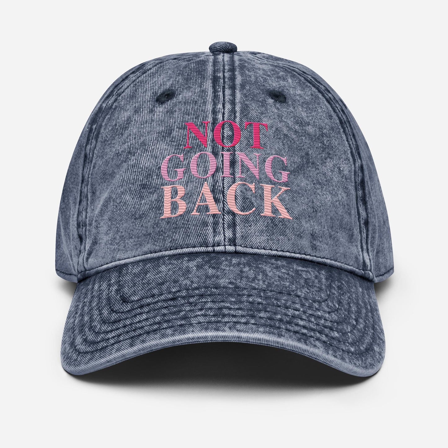 We Are Not Going Back Hat, Embroidered Vintage aesthetic Cotton Twill Hat, Harris 2024 Cap Campaign, Feminist Madam President Hat