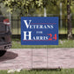 Veterans for Harris plastic yard sign, Harris For President 2024 lawn sign with metal H-Stake, democrat election signs, for Kamala yard sign