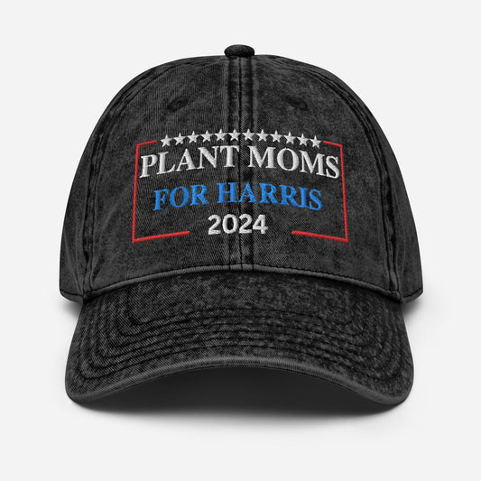 Embroidered Plant Moms for Harris Cap, Vintage Cotton Twill Hat for Campaign and Rally, Election Hat, Plant Moms for Kamala