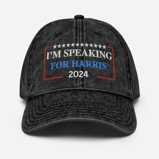 I'm Speaking for Harris Cap, Embroidered Vintage Cotton Twill Hat for Campaign and Rally, Election Hat, We're Speaking Hat