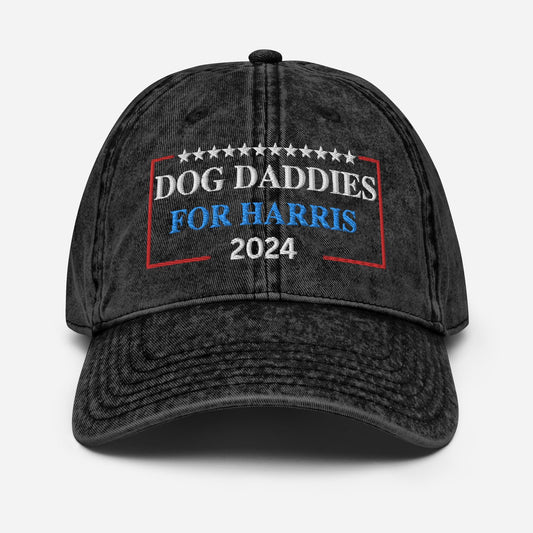 Embroidered Dog Daddies for Harris Hat, Vintage Cotton Twill Hat, 2024 Election Hat, Dog Daddies for Kamala