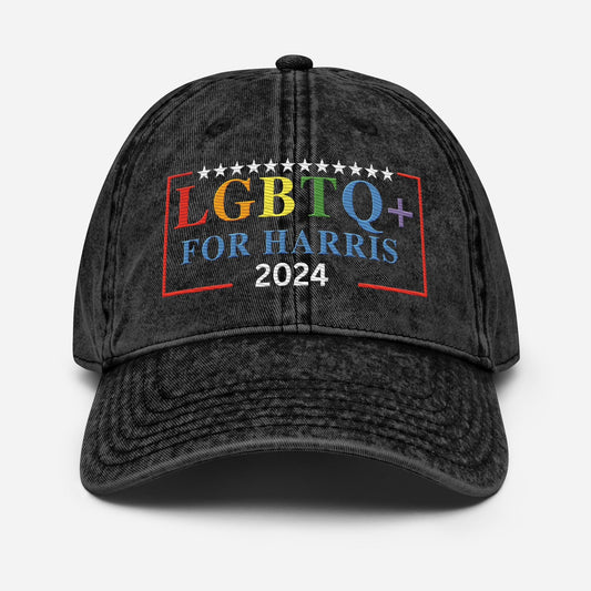 Rainbow Flag LGBTQ Kamala Hat, Embroidered Kamala Hat,Vintage Cotton Twill Hat, Gay Lesbians for Harris, Madam President 2024