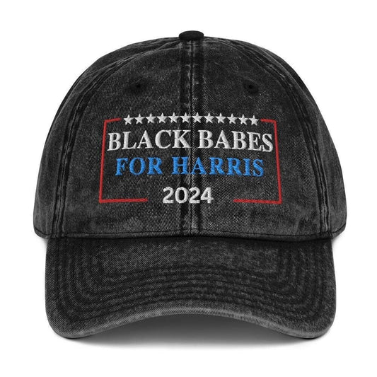 Embroidered Black Babes for Harris Cap, Vintage Cotton Twill Hat for Campaign and Rally, Election Hat, Black Babes for Kamala