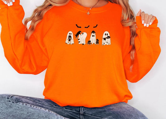Funny ghost dog sweatshirt halloween,Funny Halloween shirt women, spooky ghost halloween party gift, trick or treat cute fall tee