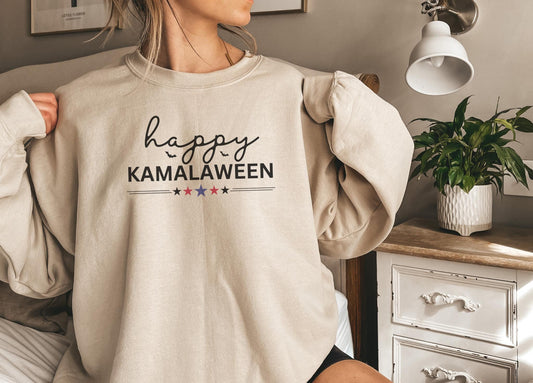 Kamala Sweatshirt Halloween, Happy Kamalaween,Funny Halloween shirt women, spooky ghost halloween party gift, trick or treat cute fall tee