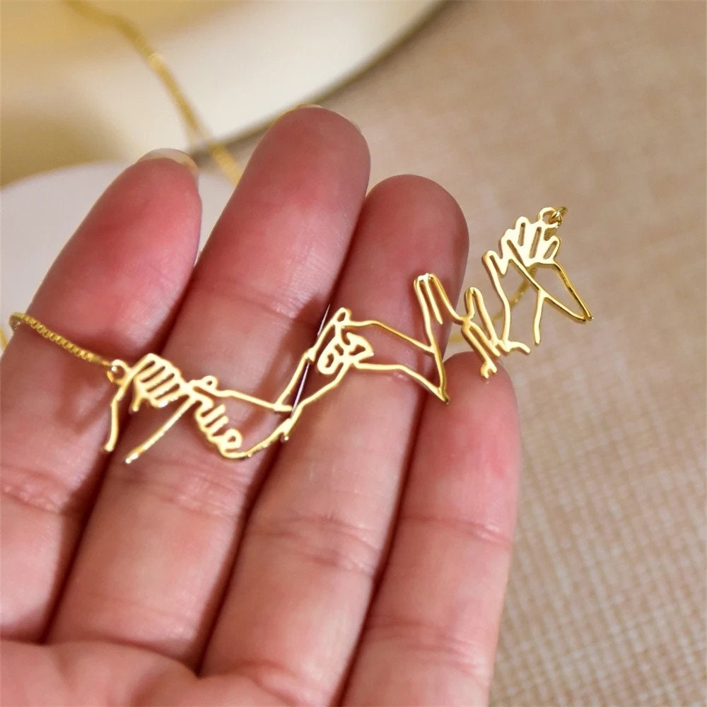 Personalized Sign language necklace, custom name necklace for speech therapist, sign language teacher gift