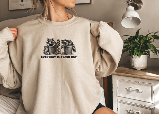 Funny raccoon sweatshirt, Everyday is trash day, Cool Style Raccoon Sweater, Wierdcore Goblincore Aesthetic, Possum sweatshirt