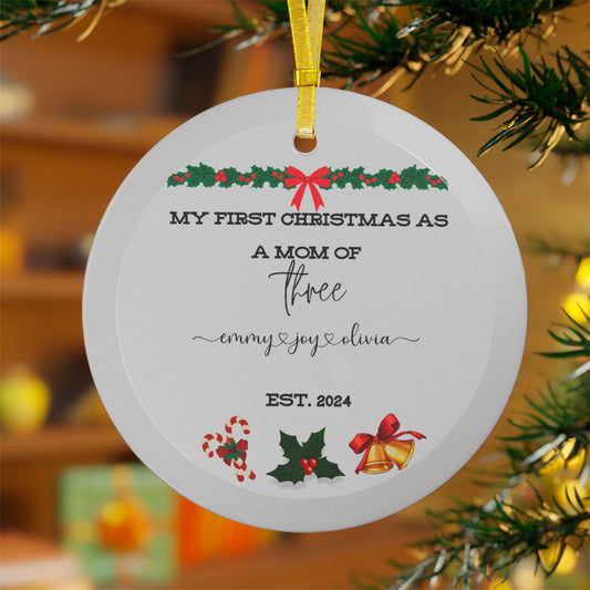 Personalized Glass Ornament, First Christmas as a mom of ornament, christmas tree gift for mom, acrylic ornament christmas, custom ornament