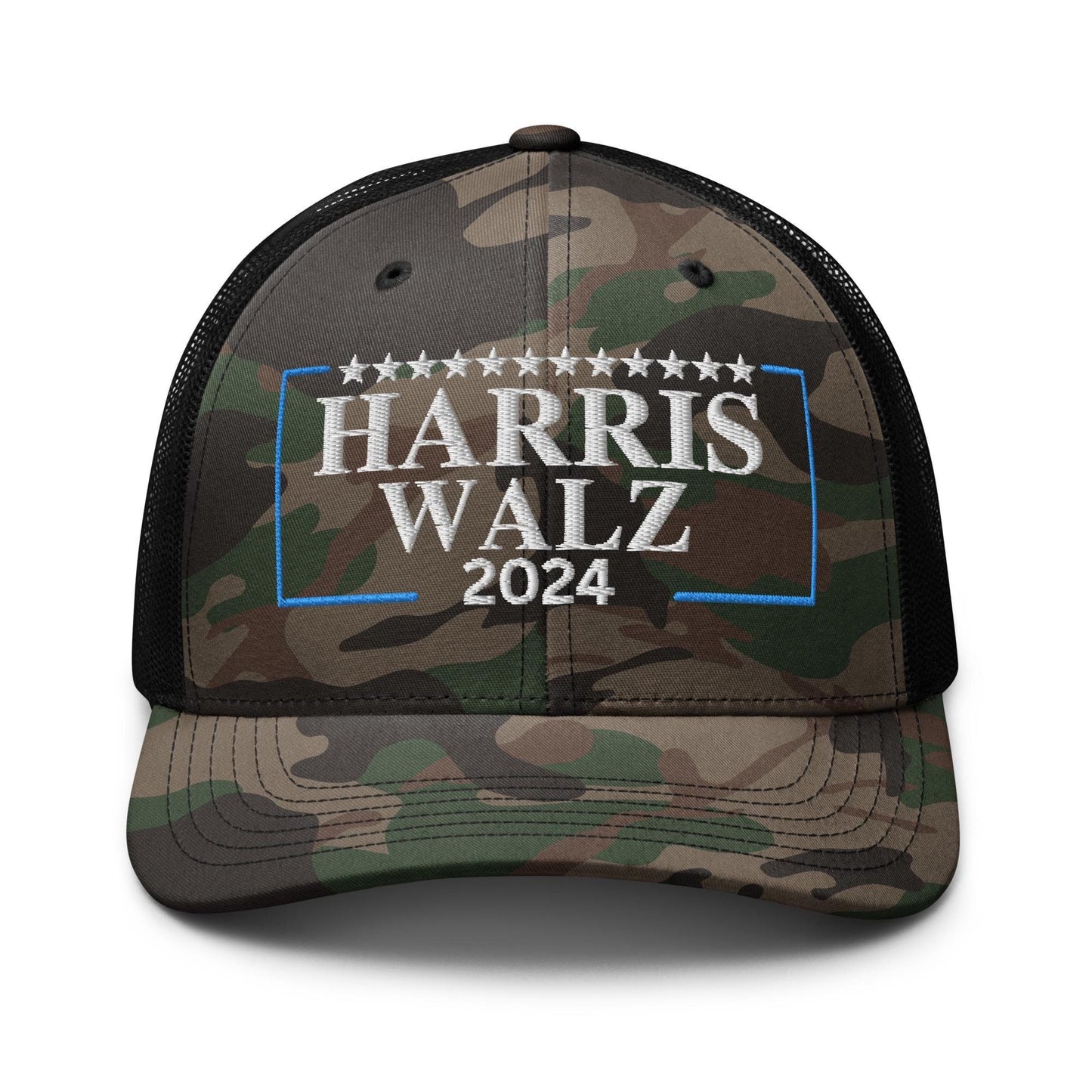 Embroidered camo hat Harris Walz, 2024 Harris for President trucker hat, madam president cap, coach Walz baseball cap, democrat hat gift