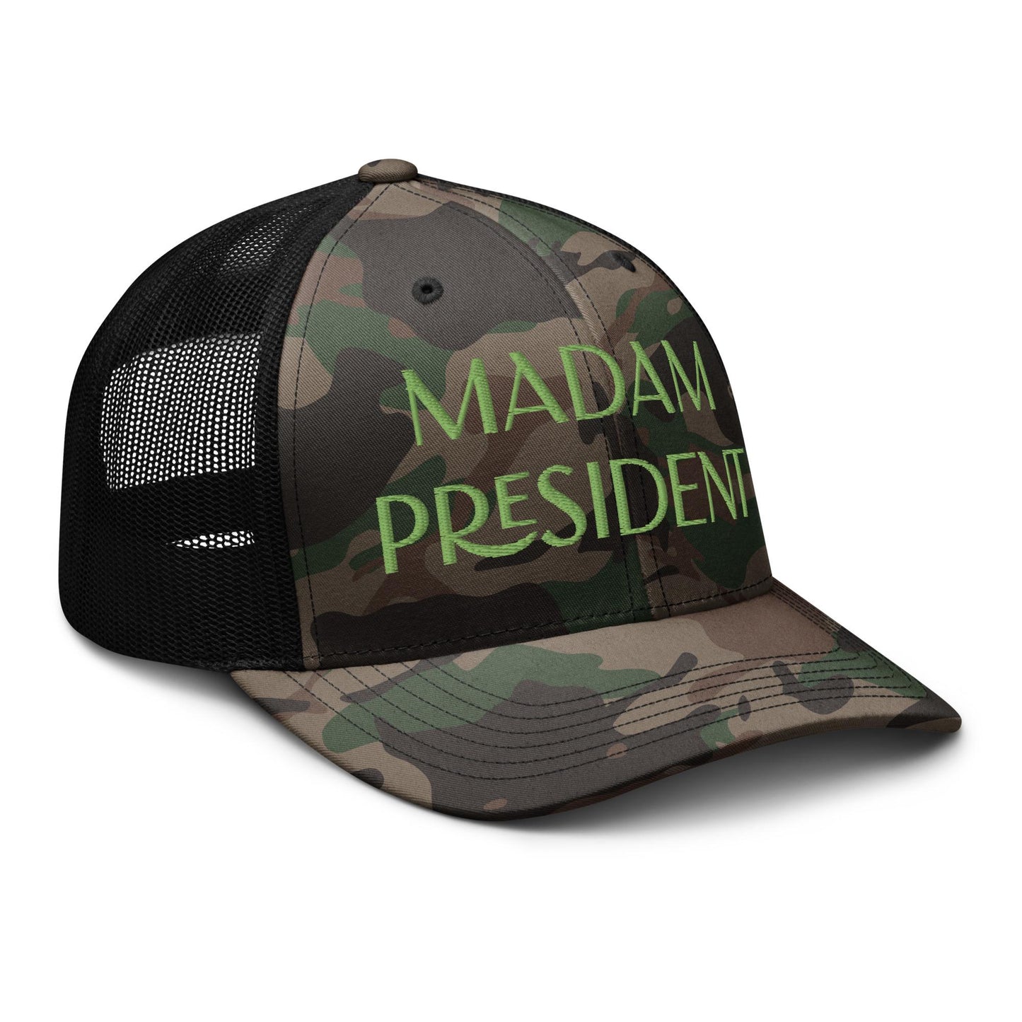 Madam president camo hat, embroidered harris hat, camo harris walz hat, we are not going back rally hat, for kamala hat