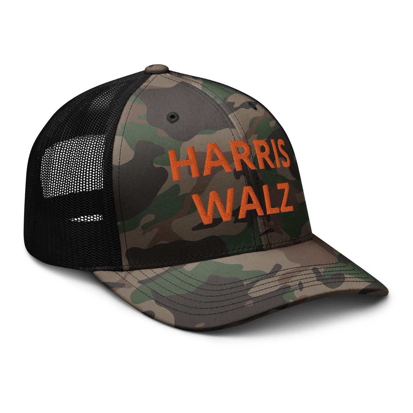 Embroidered Harris Walz Camouflage trucker hat, Madam president camo hat, kamala hat election democrat gift, for harris hat