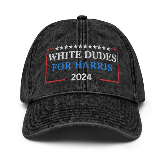 Embroidered hat for Harris, white dudes for Harris cap, vintage cotton twill hat election campaign, white dudes for Kamala