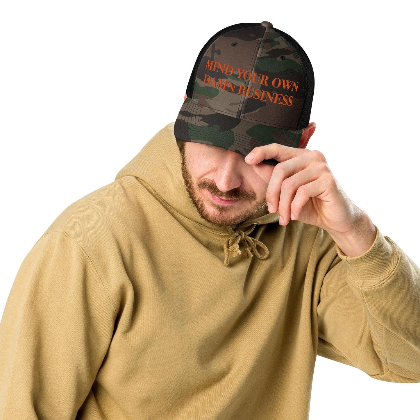 Embroidered camo hat Harriz Walz, mind your own damn business hat, Election 2024 democrat gift, for harris walz trucker hat