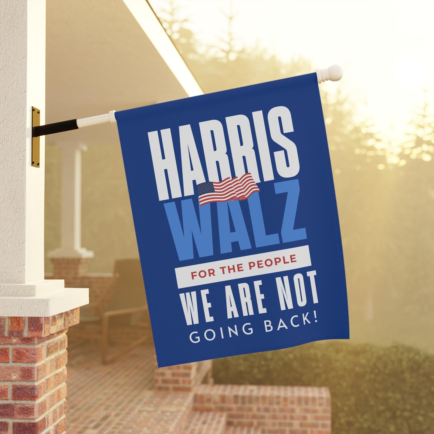 Harris Walz flag banner, we are not going back garden and house flag, election 2024 Kamala Harris flag, madam president democrat yard flag