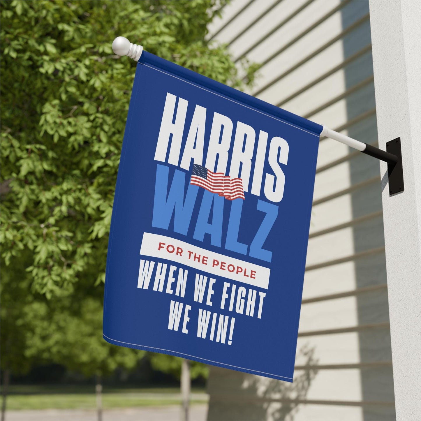 2024 Harris Walz flag banner, when we fight we win garden house flag, election 2024 Kamala Harris flag, madam president democrat yard flag