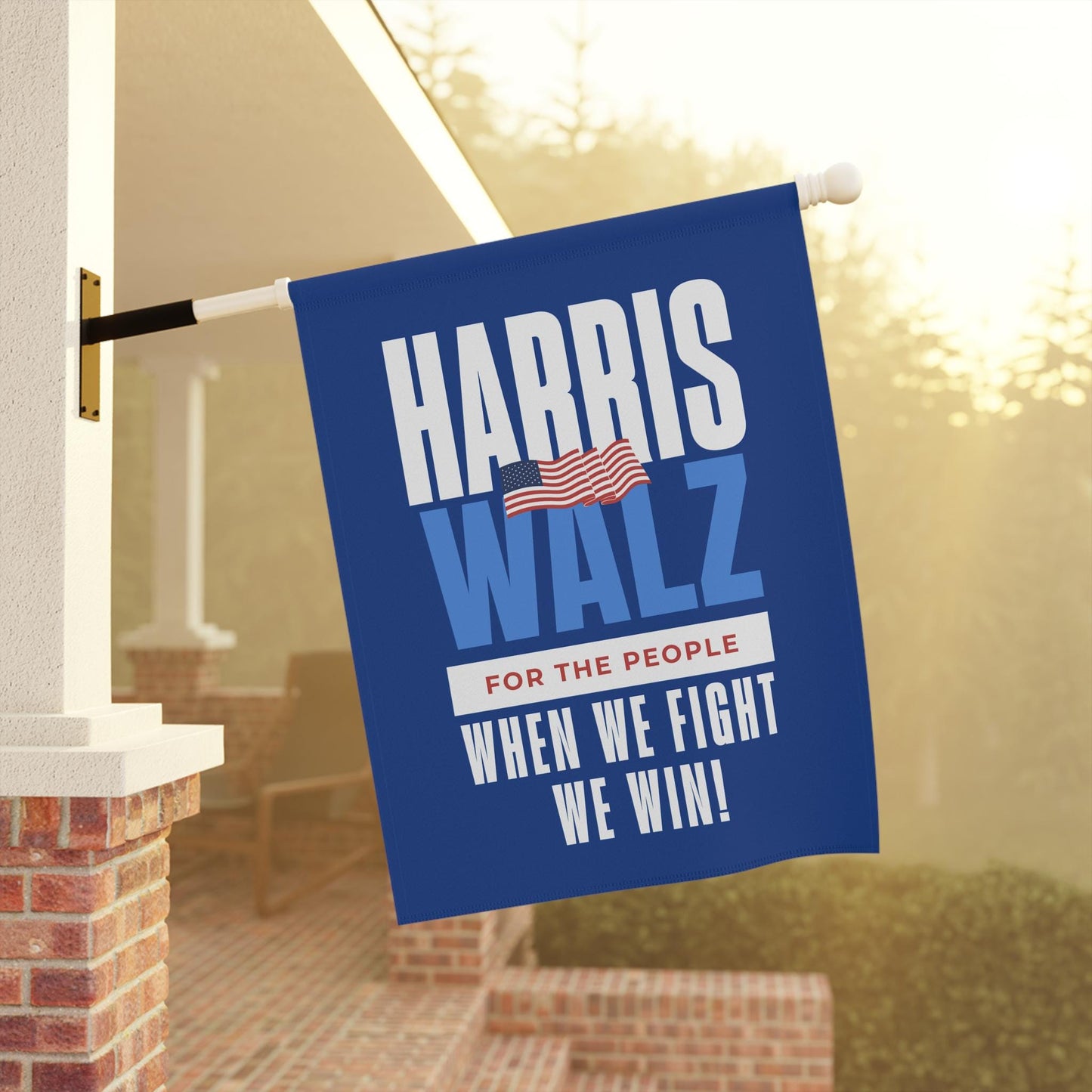 2024 Harris Walz flag banner, when we fight we win garden house flag, election 2024 Kamala Harris flag, madam president democrat yard flag