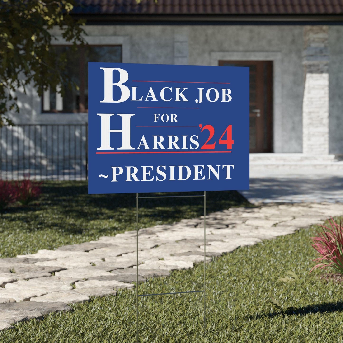 Black Job for Harris plastic yard sign, Harris For President 2024 lawn sign with metal H-Stake, funny election signs, for Kamala yard sign