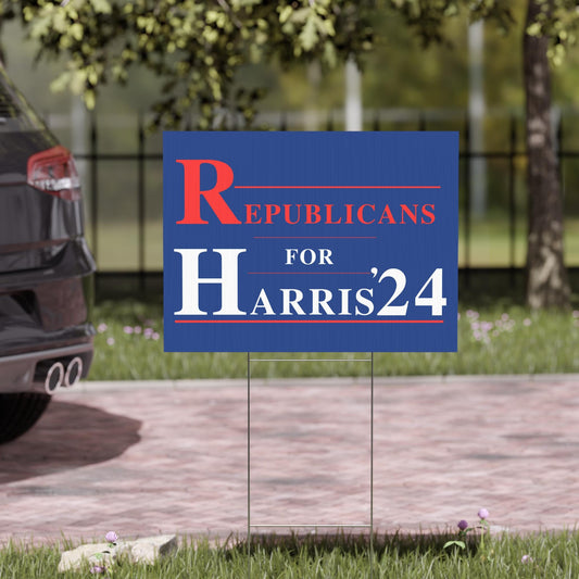 Republicans for Harris plastic yard sign, Harris For President 2024 lawn sign with metal H-Stake, democrat election signs, Kamala yard sign