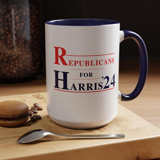 Republicans for Harris mug, Kamala accent coffee mug, veteran democrat gift election 2024, Harris Walz we are not going back