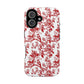 Pink toile phone case, iphone Magsafe case compatible with iPhone 16 15 14 13 pro max, cute pink floral bird phone case