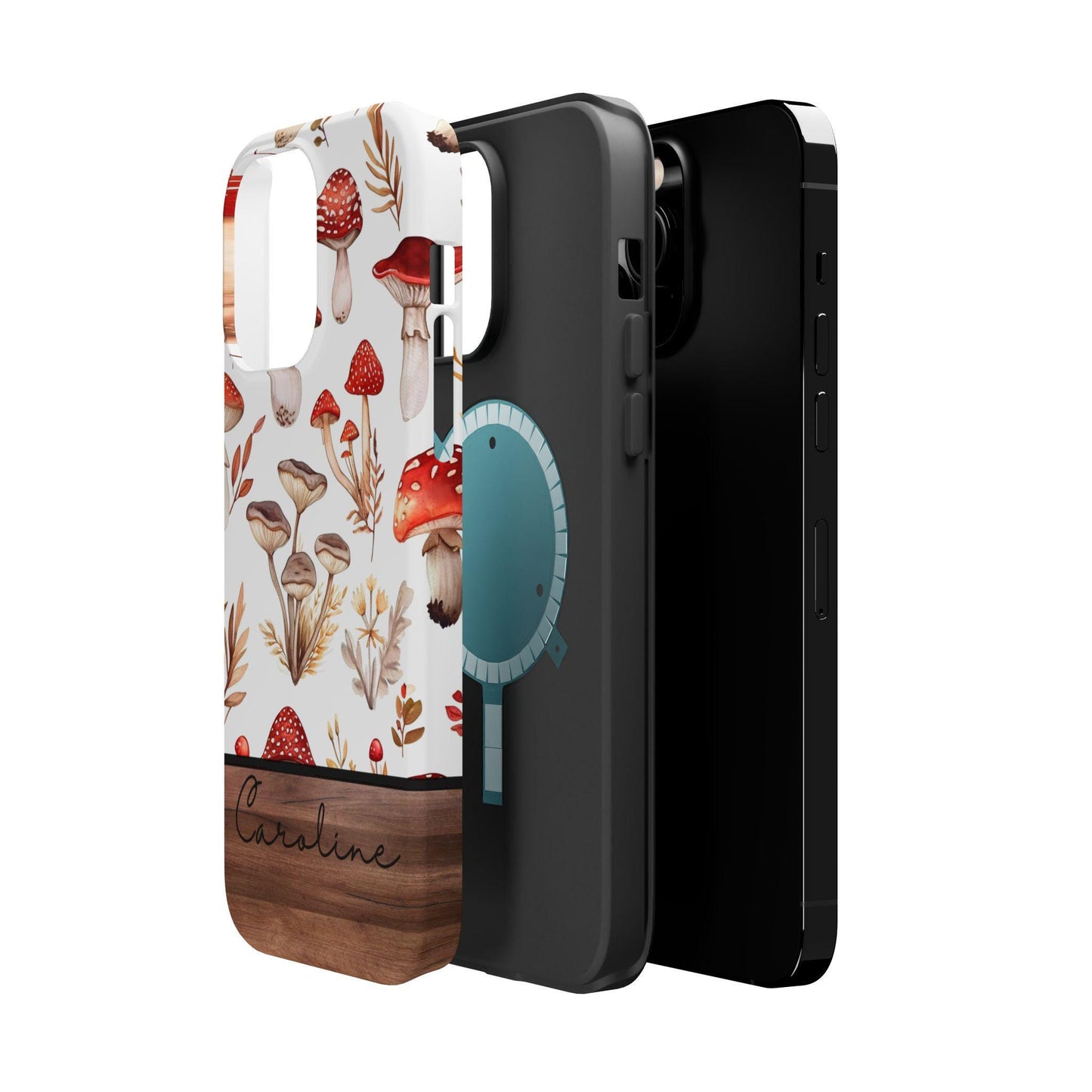 Custom mushrooms phone case, personalized cottagecore iphone Magsafe case compatible with iPhone 16 15 14 13 pro max, cute floral phone case