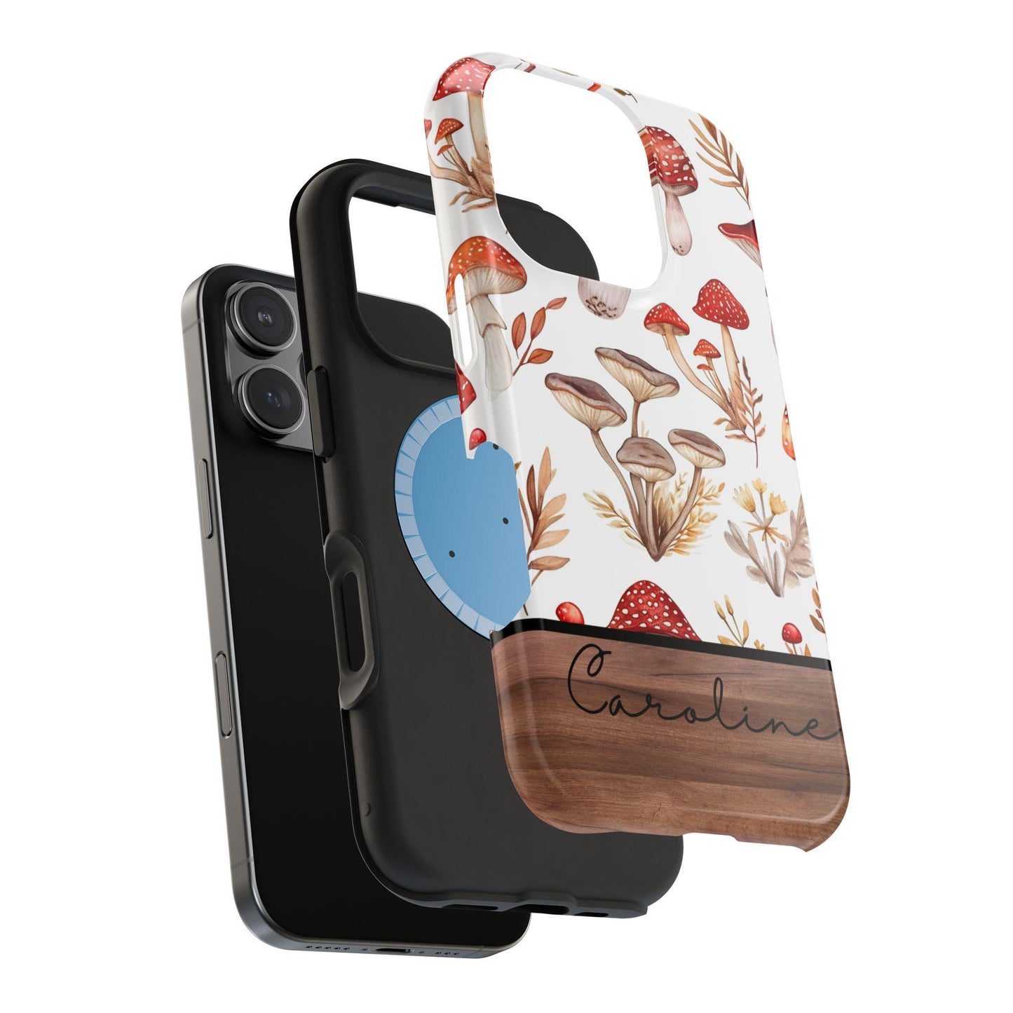 Custom mushrooms phone case, personalized cottagecore iphone Magsafe case compatible with iPhone 16 15 14 13 pro max, cute floral phone case