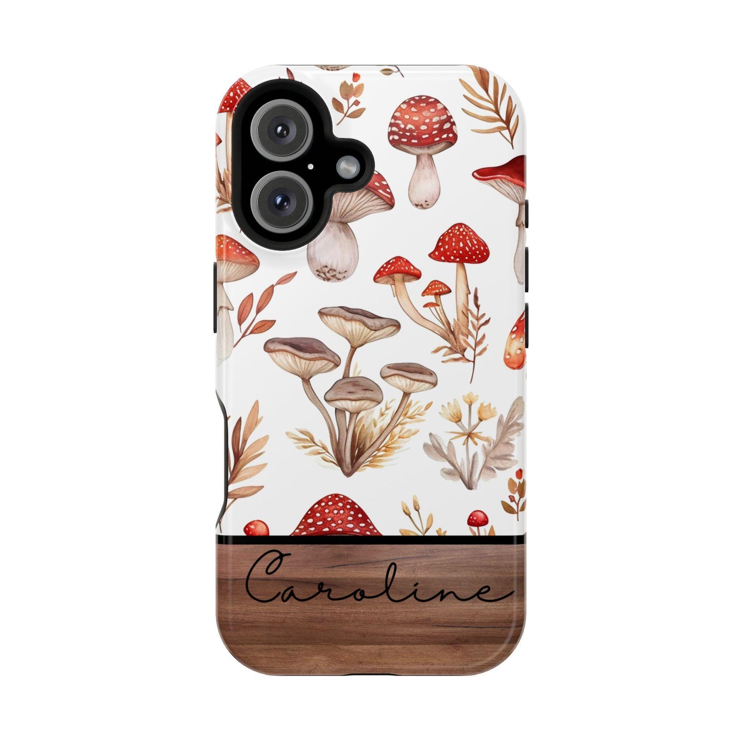 Custom mushrooms phone case, personalized cottagecore iphone Magsafe case compatible with iPhone 16 15 14 13 pro max, cute floral phone case