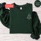 Embroidered minimalist christmas sweatshirt, christmas tree sweatshirt, fall season sweater, embroidered gift for christmas, winter season