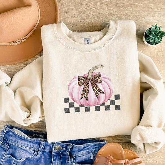 Pink halloween sweatshirt, Coquette bow pumpkin sweatshirt, fall season pumpkin sweater, gift for mom halloween