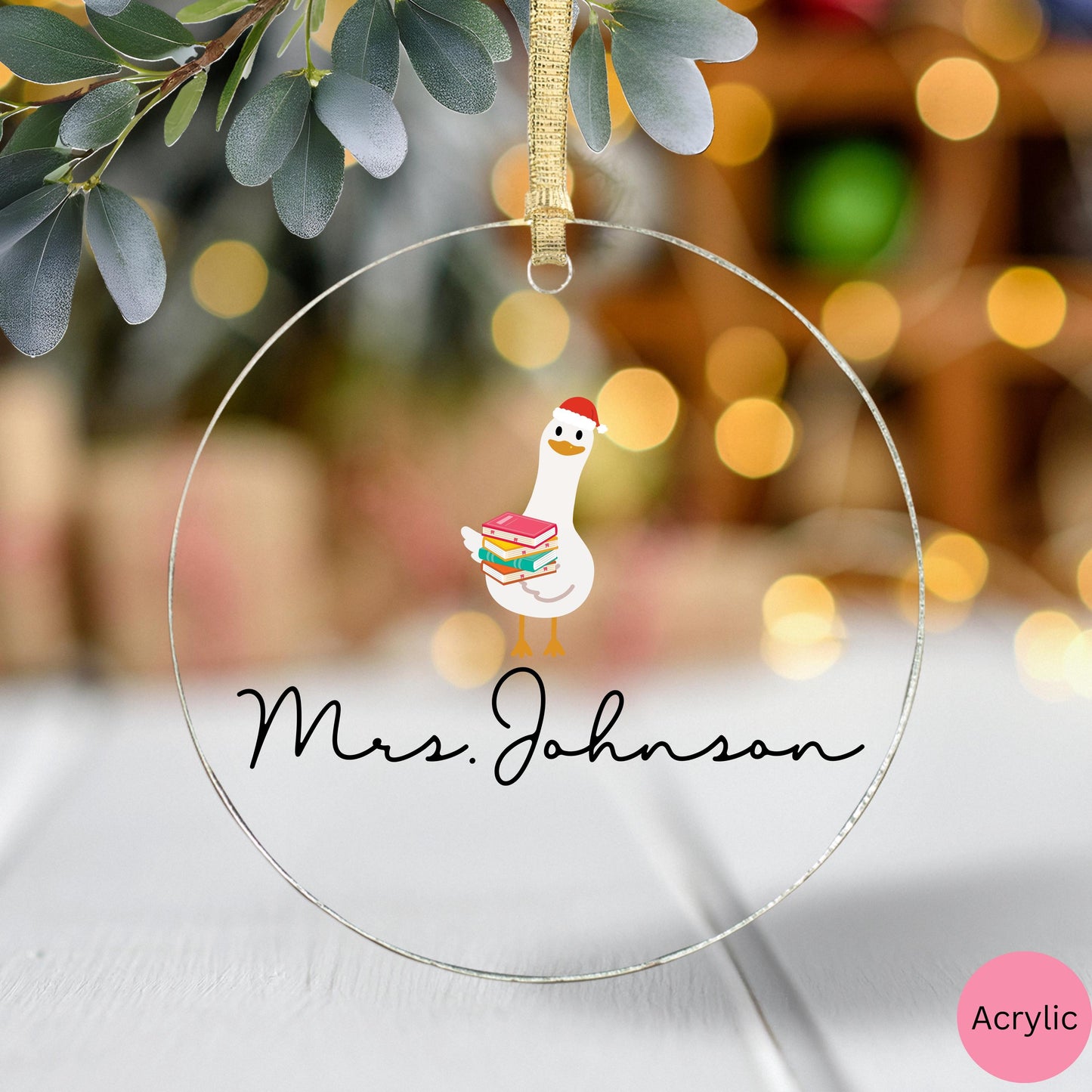 Custom Teacher ornament, funny goose teacher gift, personalized ornament christmas, third grade teacher appreciation gift, special education