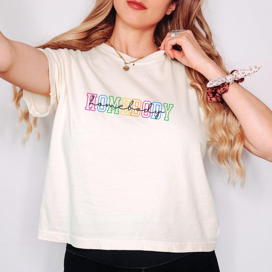 Comfort Colors Homebody crop top, soft funny boxy tee, introvert women shirt, Loungewear Stay at home tshirt, cozy shirt for women