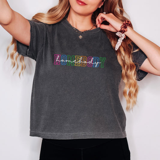 Funny Comfort Colors Homebody crop top, Loungewear boxy tee, introvert women shirt, Stay at home tshirt, cozy shirt for women