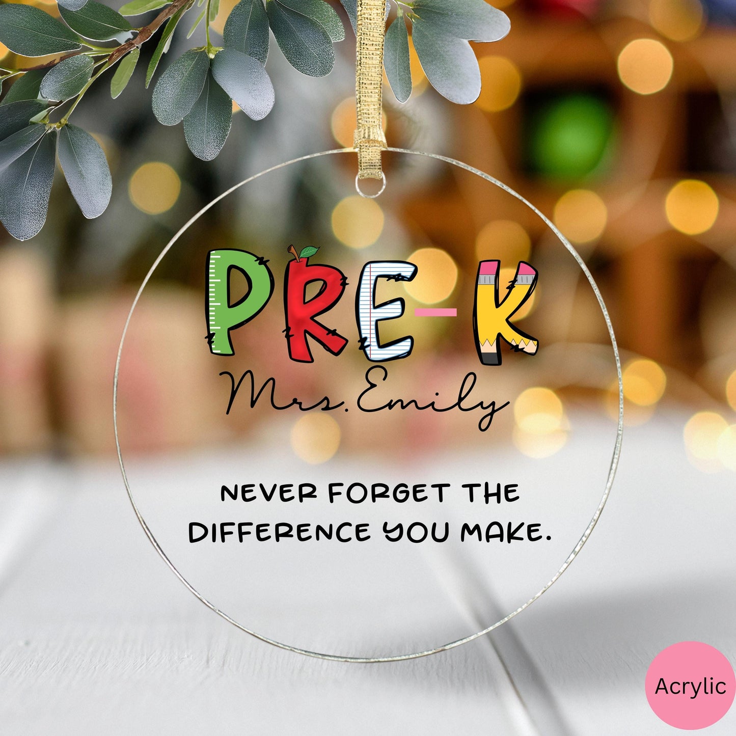 Personalized Teacher christmas ornament, prek teacher gift, custom ornament christmas, third grade teacher appreciation gift, sped crew gift