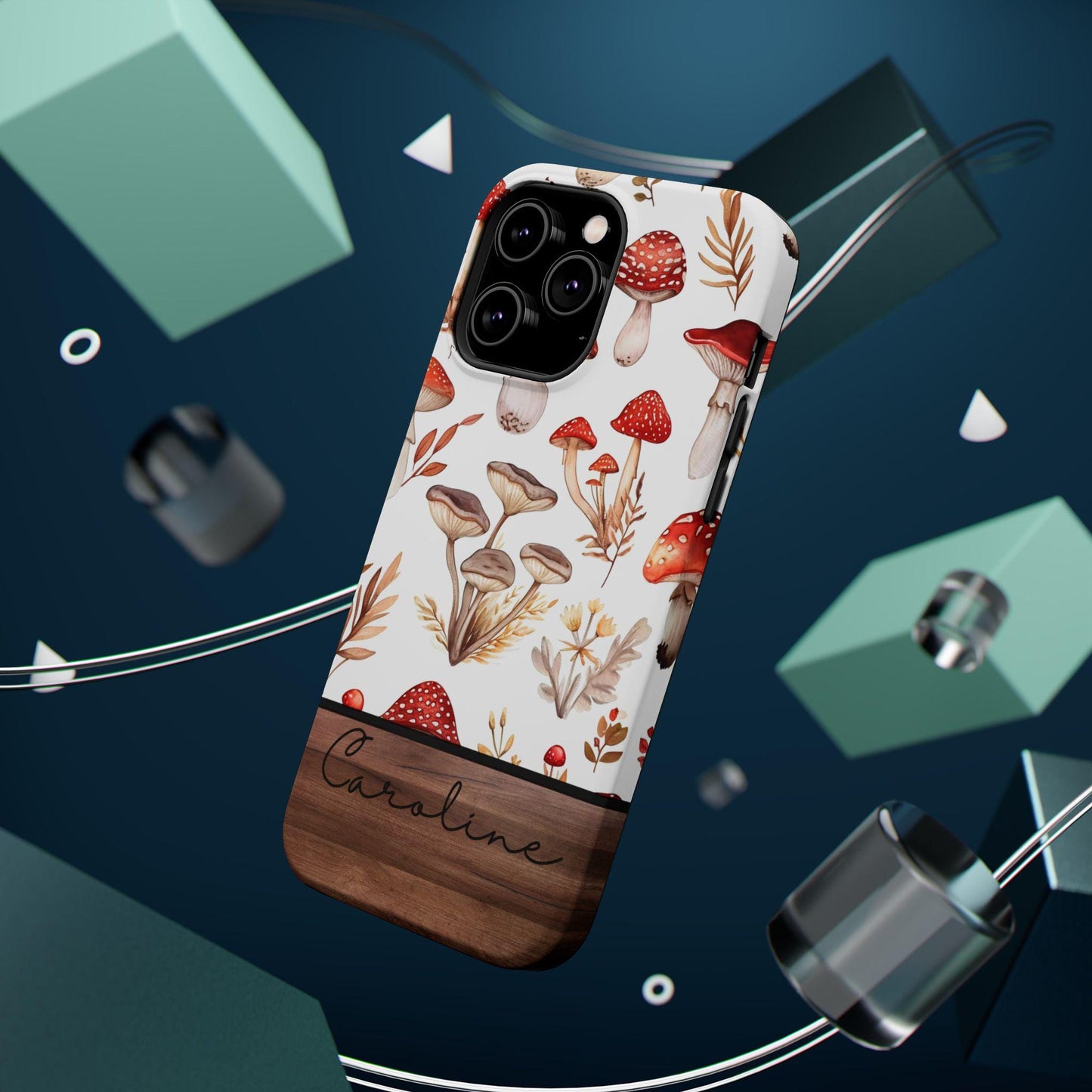 Custom mushrooms phone case, personalized cottagecore iphone Magsafe case compatible with iPhone 16 15 14 13 pro max, cute floral phone case